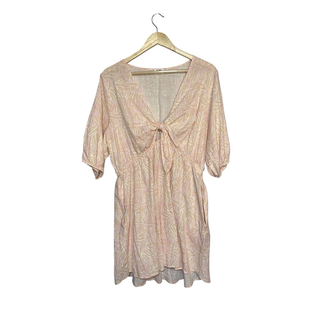 Cotton On Women’s Sun Dress V-Neck flow Shirt Dress Pink W/ Pockets Size 14